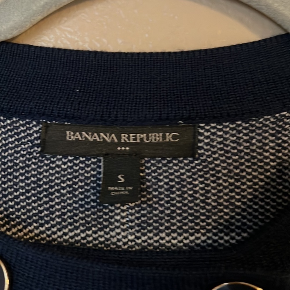 Navy/white Banana Republic double breasted windowpane knit cardigan - size XS - Picture 4 of 6